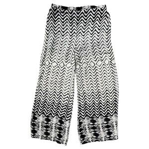 Sans Souci Anthropologie Wide Leg Sheer Pants With Shorts Size S Black White